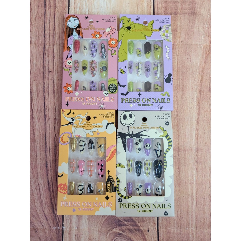 4 PK Disney Nightmare Before Christmas Press On Nails Jack Sally Oogie Zero